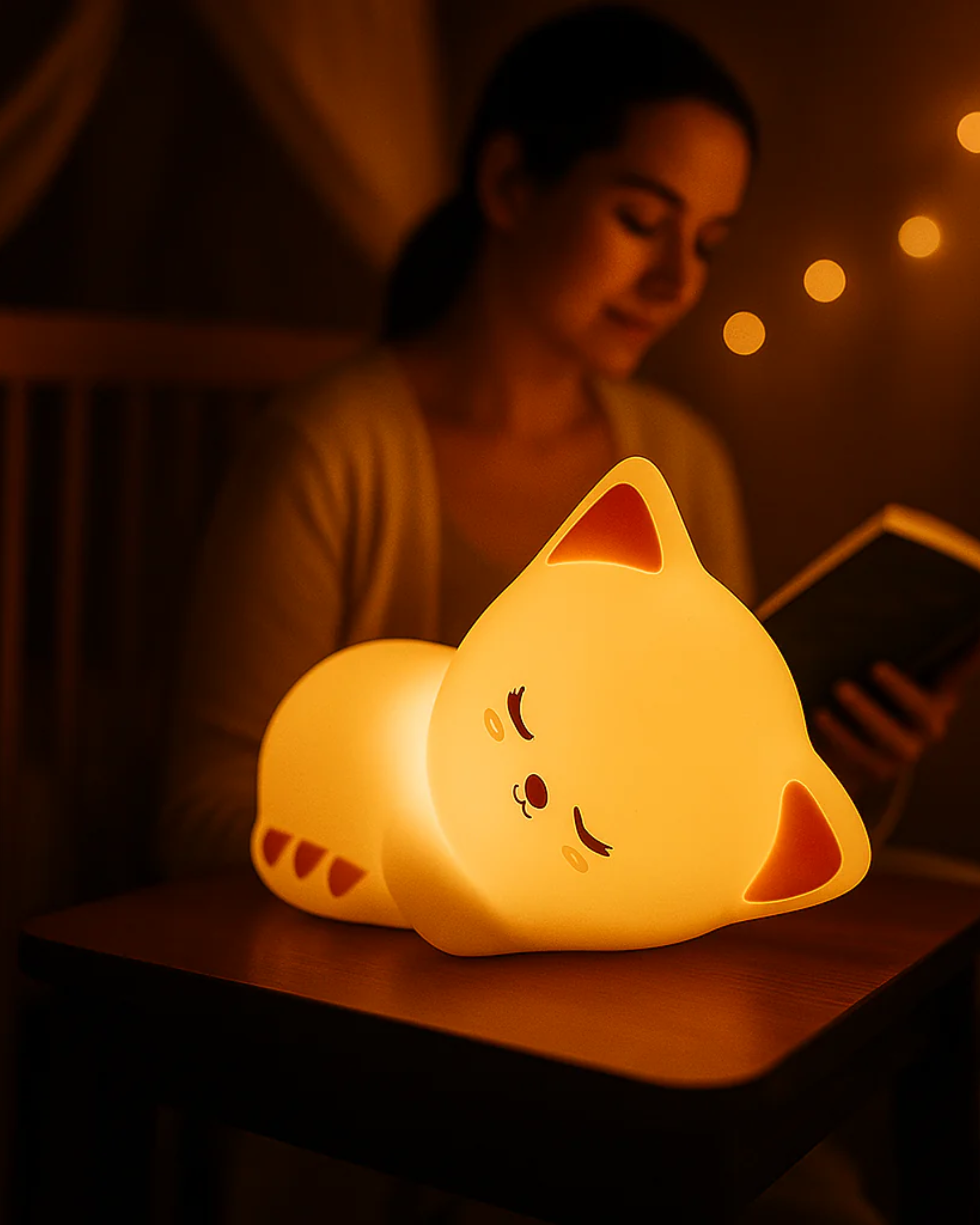 Sleeping Kitten Silicone Night Light – Soothing Glow for Peaceful Nights