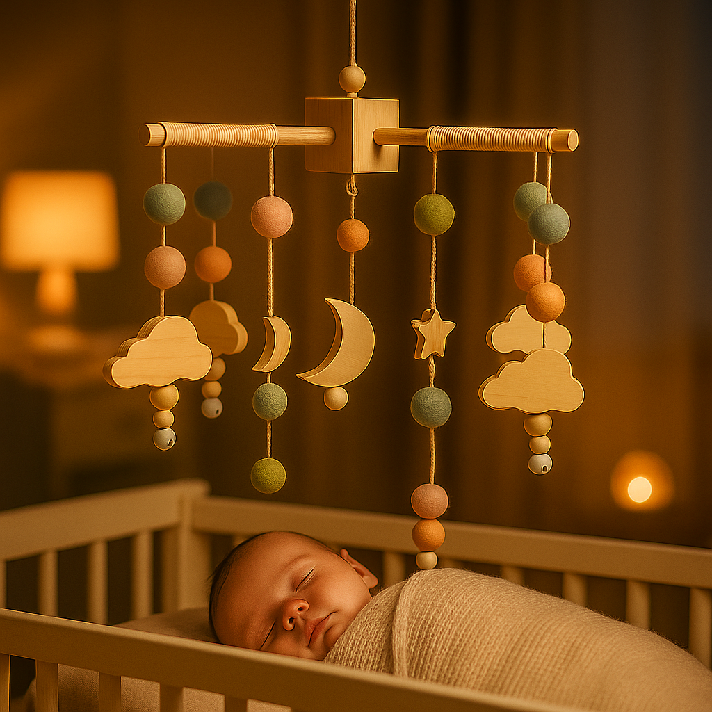 Wooden & Felt Baby Crib Mobile – Soothing Nursery Decor - Planet Glow