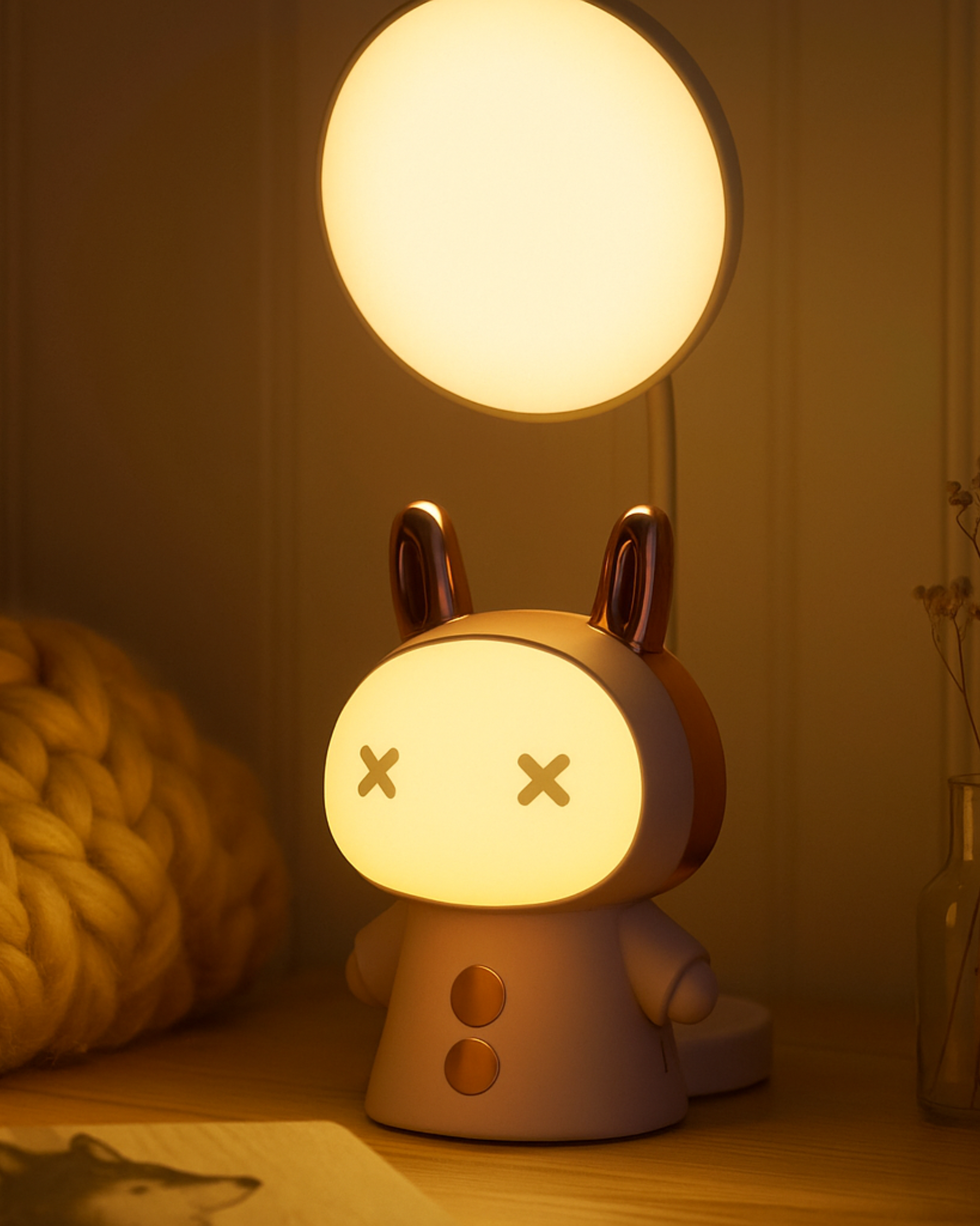 Cartoon USB Rechargeable Table Lamp Dual Light LED Lamp Student Kids Bedroom Reading Desk Lamp Night Light Home Decor