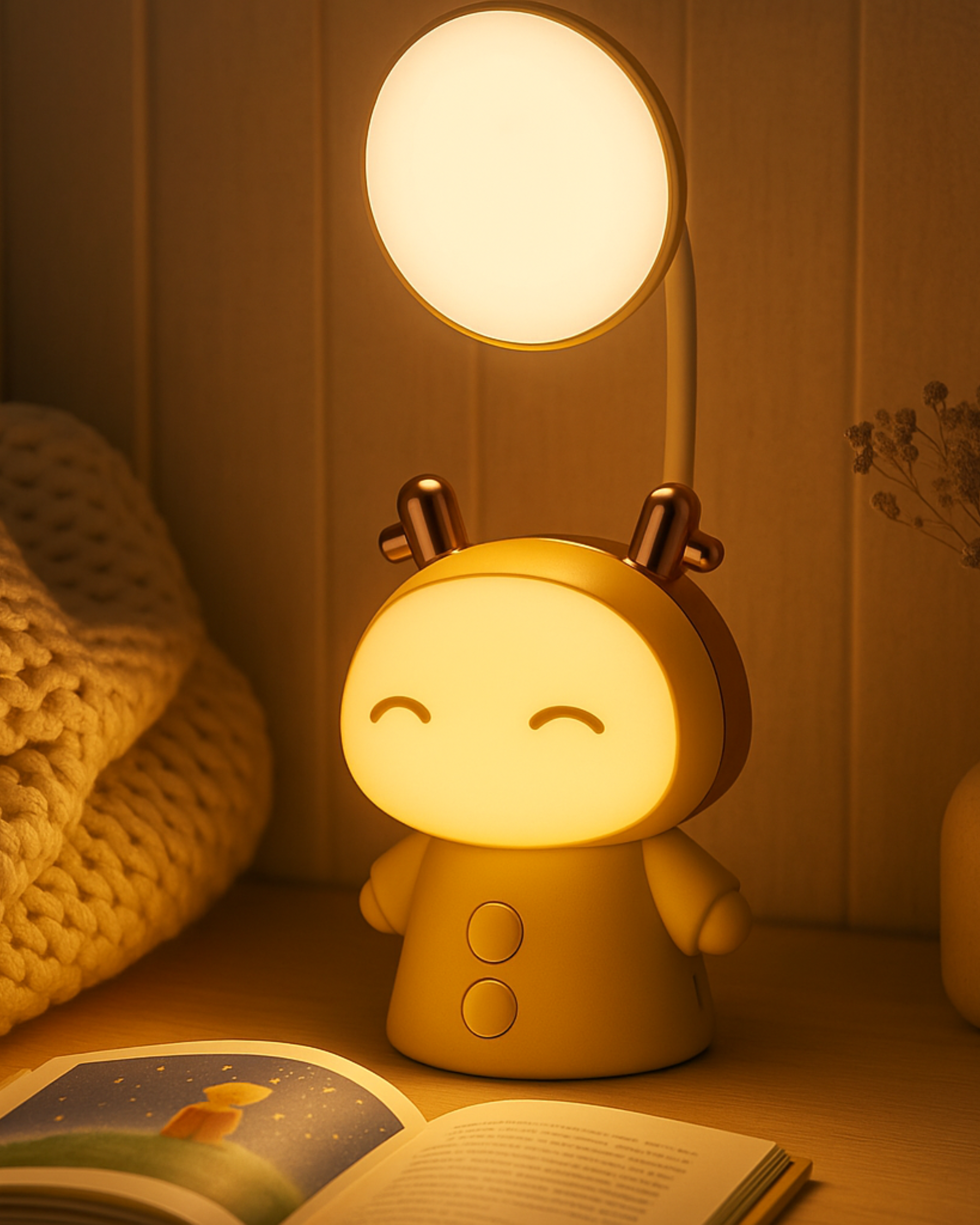 Cartoon USB Rechargeable Table Lamp Dual Light LED Lamp Student Kids Bedroom Reading Desk Lamp Night Light Home Decor