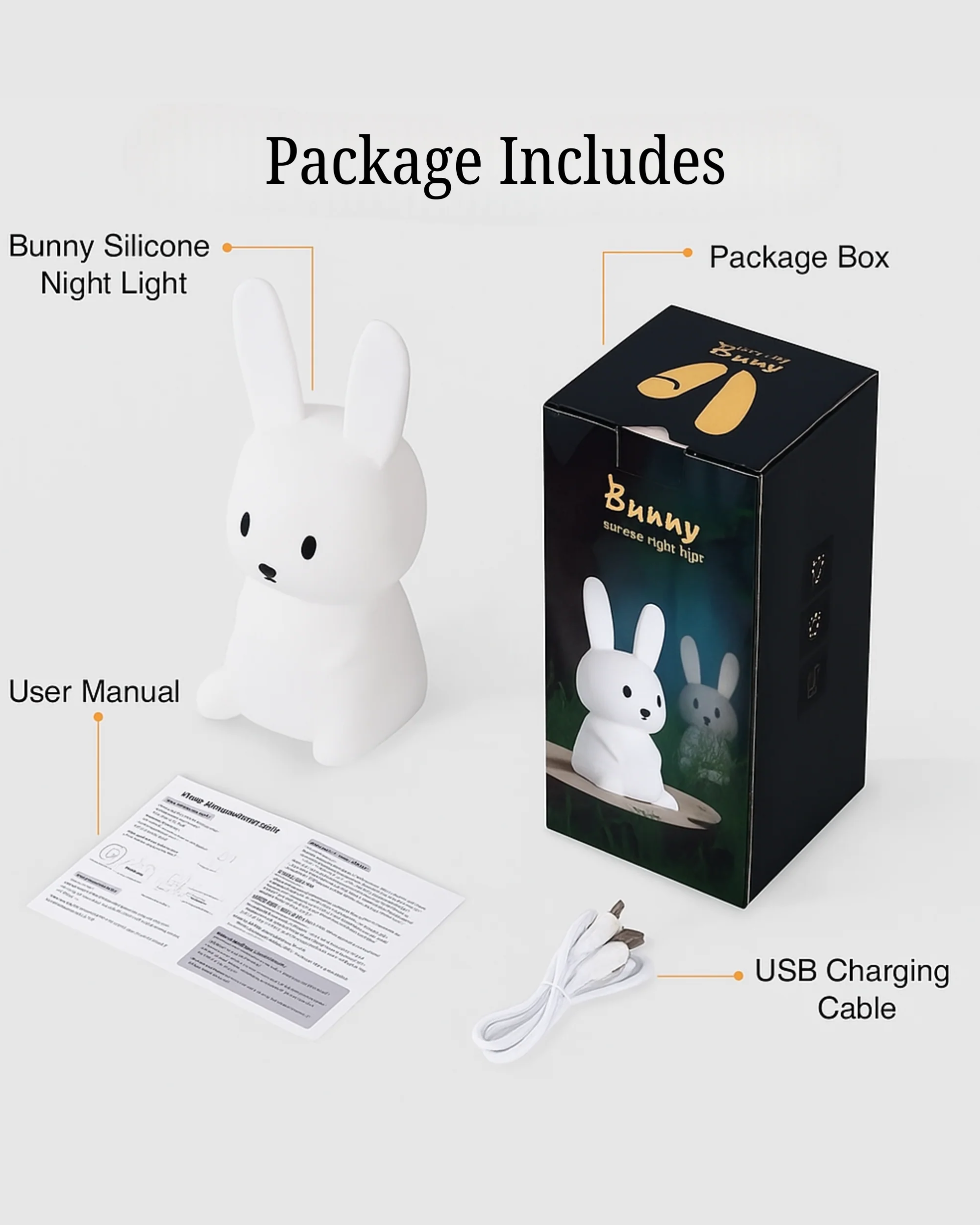 Soothing Bunny Silicone Night Light – Cozy Glow for Every Room