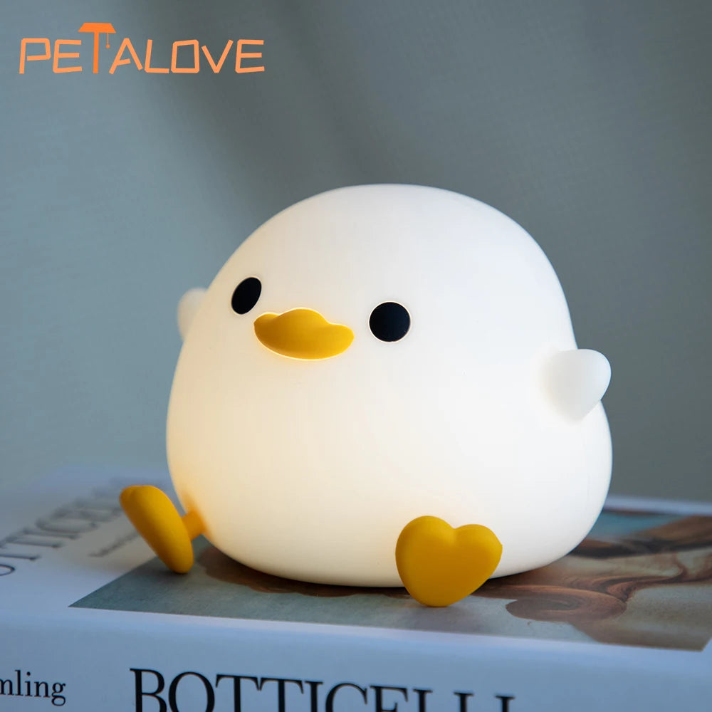 Duck Night Light Doudou Duck Silicone Lamp Pat Control USB Rechargeable Birthday Gift for Kids Soft Warm Room Decor - Planet Glow