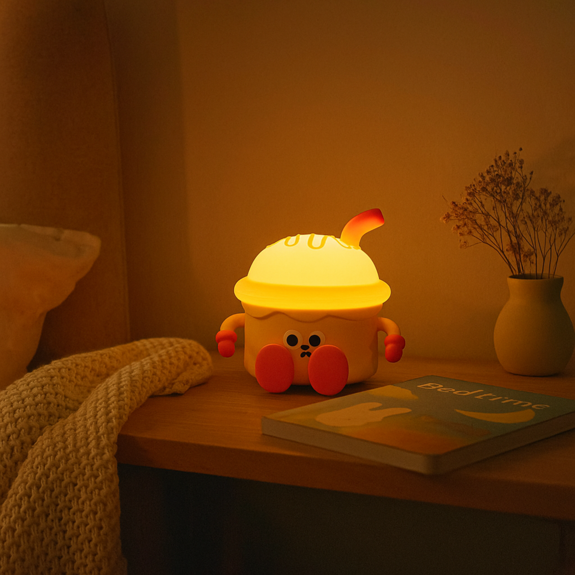 Creative Bedside Lamp Sleep Cute USB Rechargeable Night Light Rechargeable Touch Lamp Ice Cream Lamp For Children