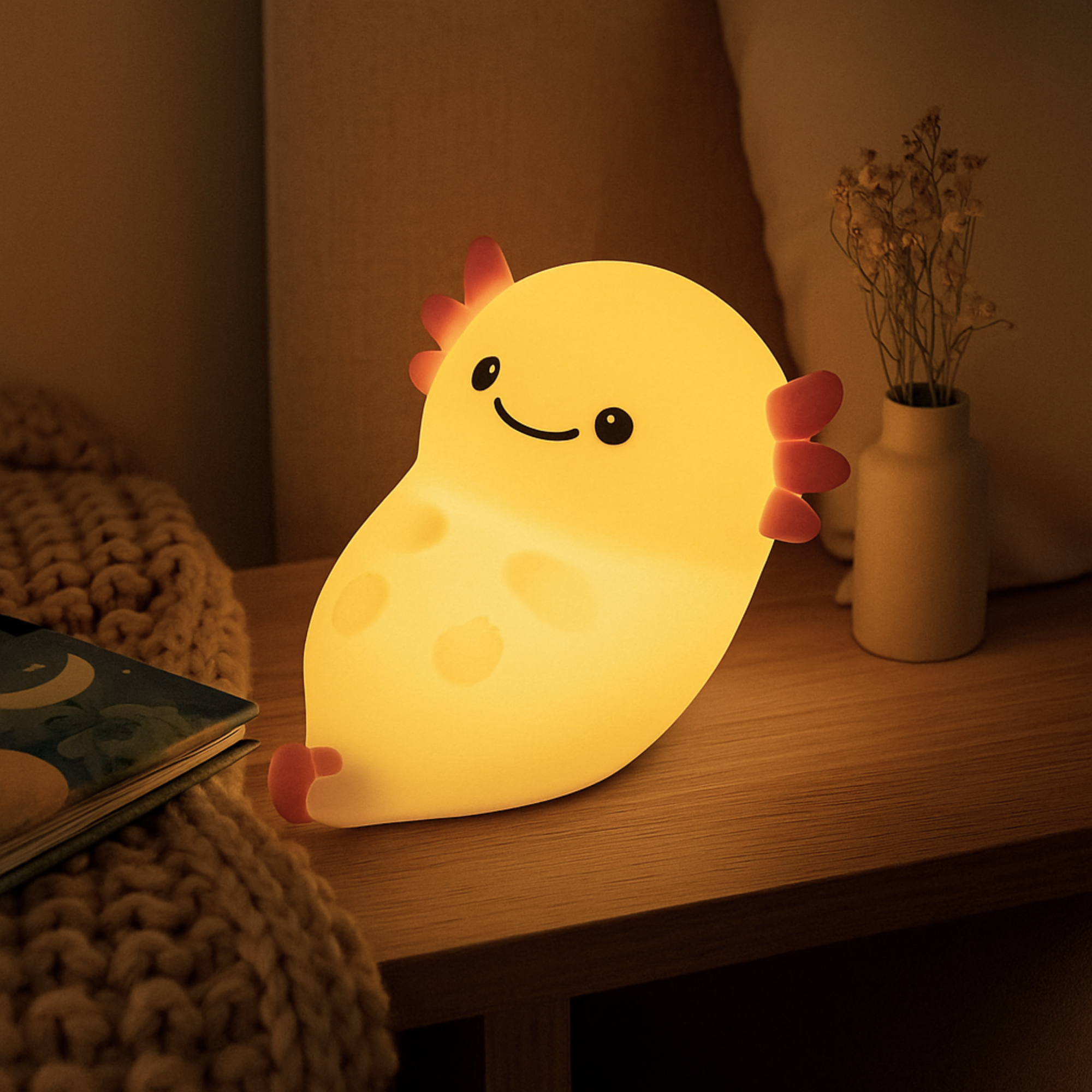 Decoration Animal Night Light Small Ornaments Cute Nursery Night Lamp White/Pink Percussive Dimmable Table Lamp Kids