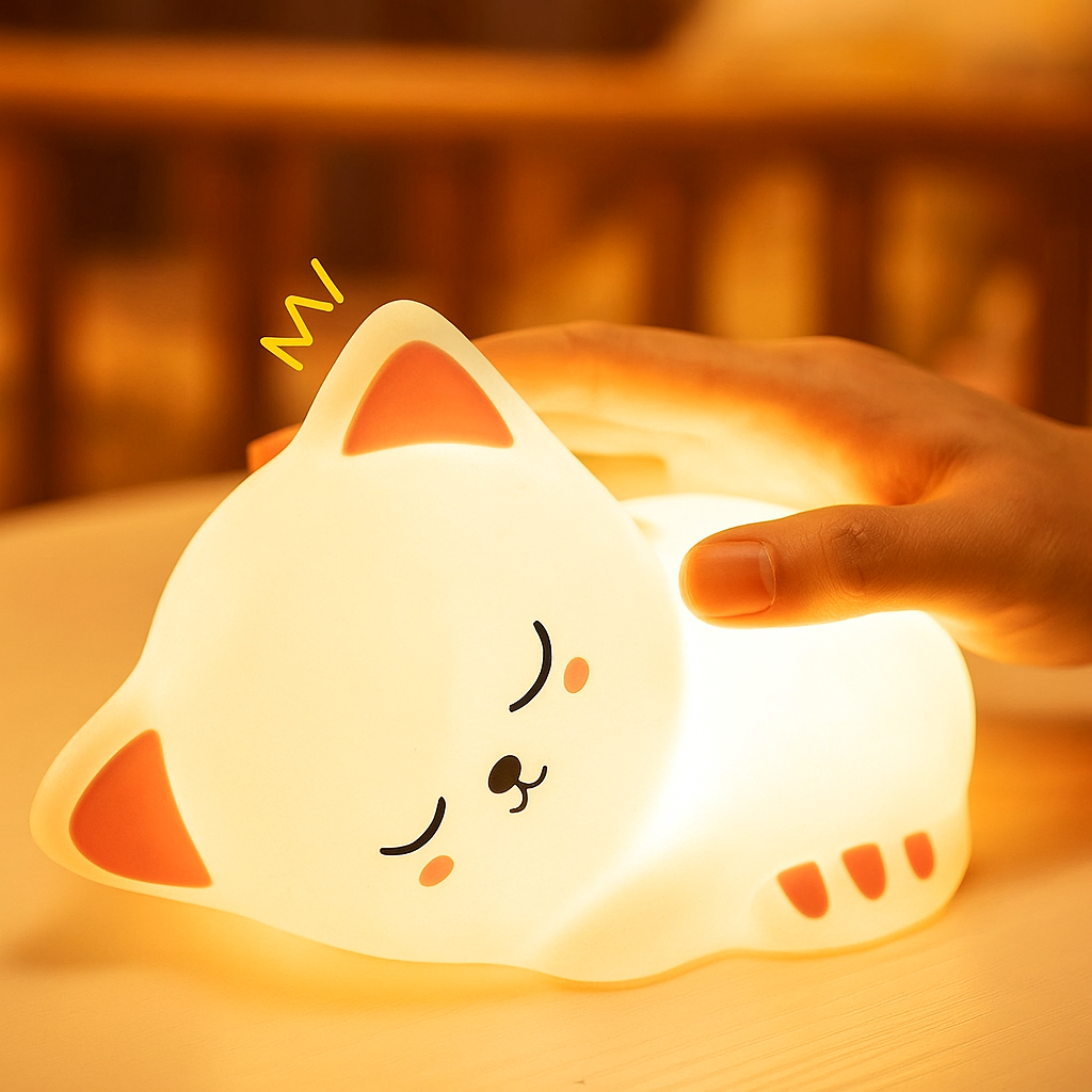 Sleeping Kitten Silicone Night Light – Soothing Glow for Peaceful Nights - Planet Glow