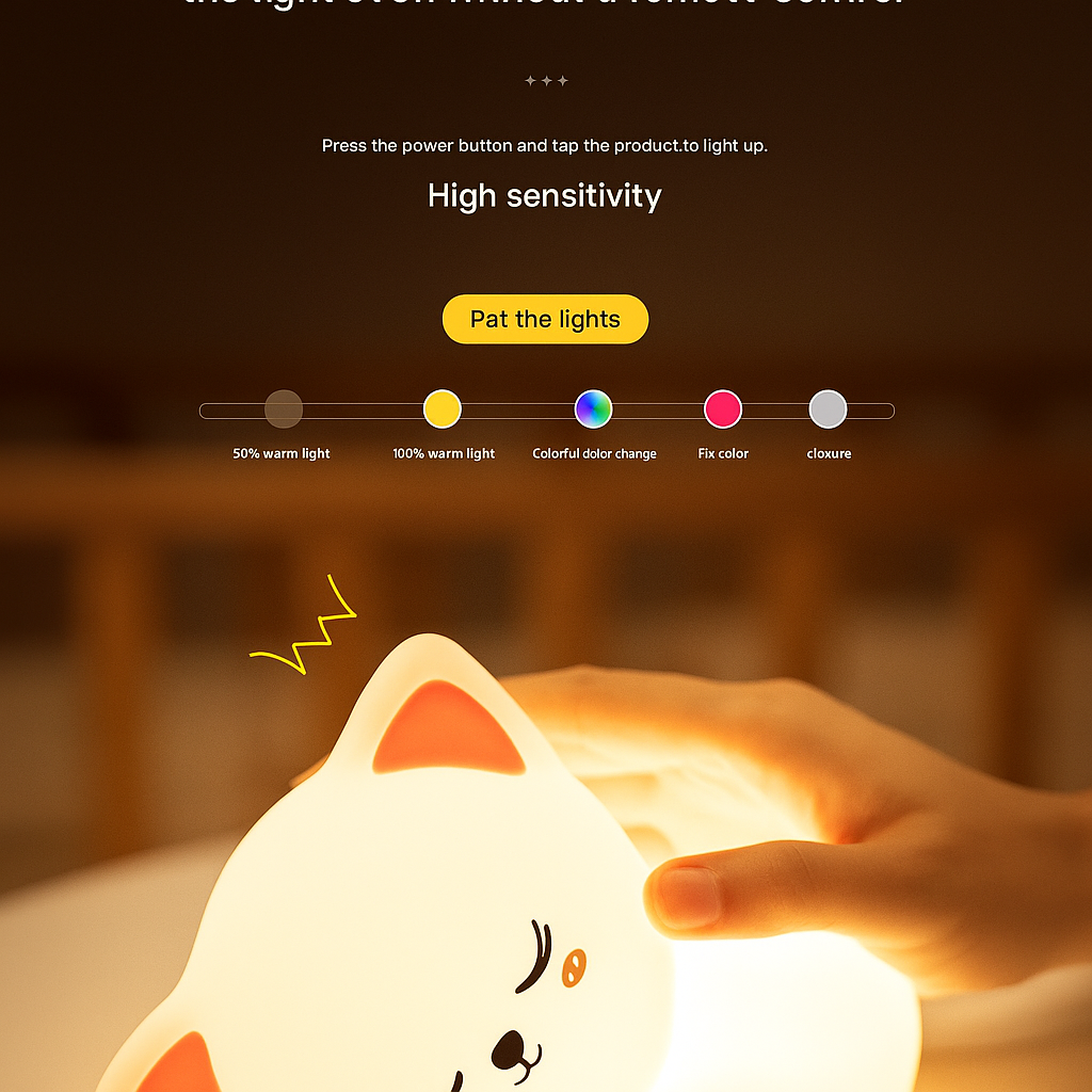 Sleeping Kitten Silicone Night Light – Soothing Glow for Peaceful Nights - Planet Glow