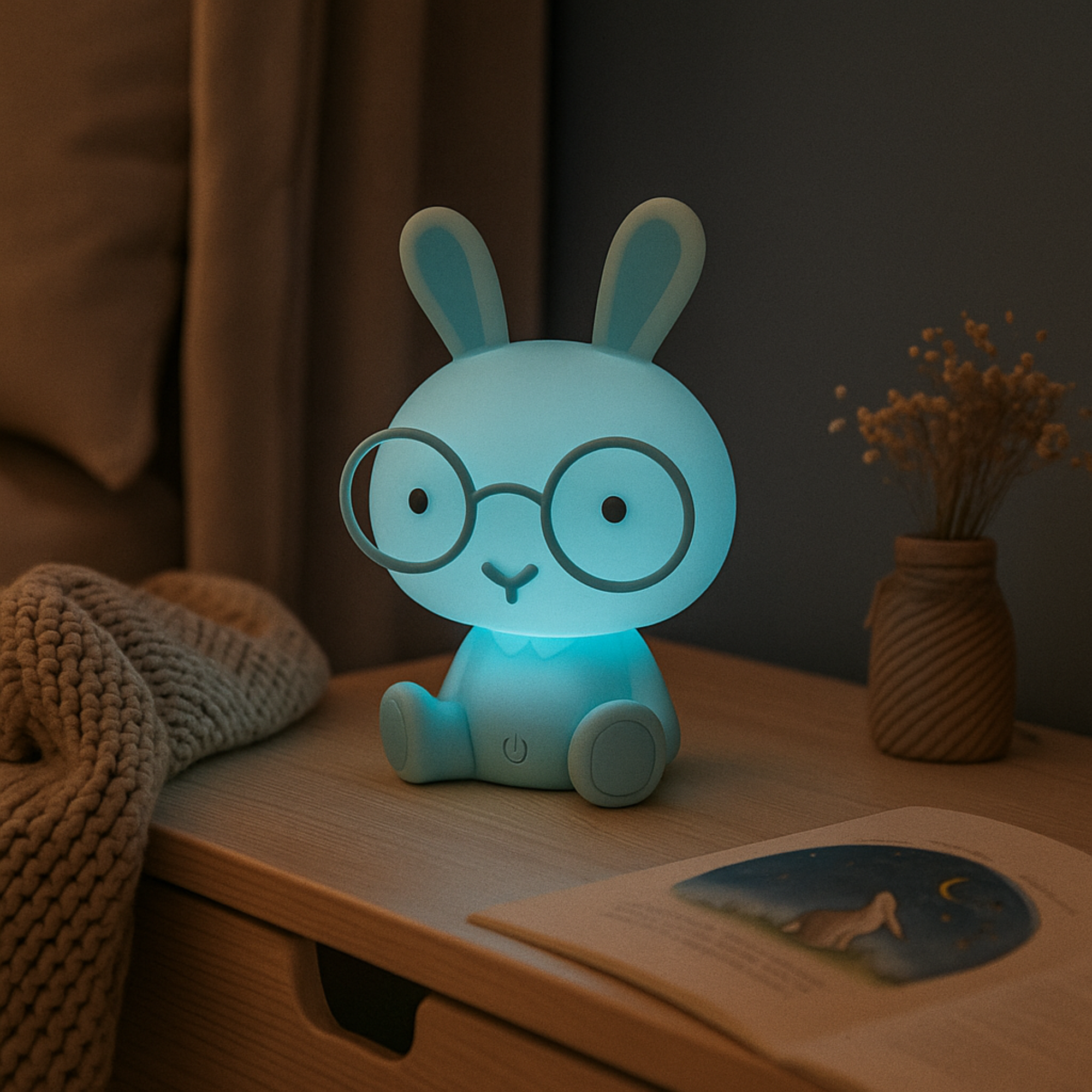 LED Night Light Touch Cartoon New Bunny Table Lamp Baby Kids Room Bedside Night Light Christmas Gifts Decor Home Bedroom Party