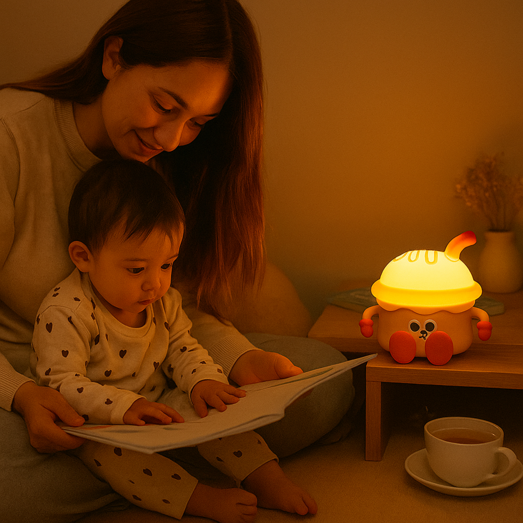Creative Bedside Lamp Sleep Cute USB Rechargeable Night Light Rechargeable Touch Lamp Ice Cream Lamp For Children