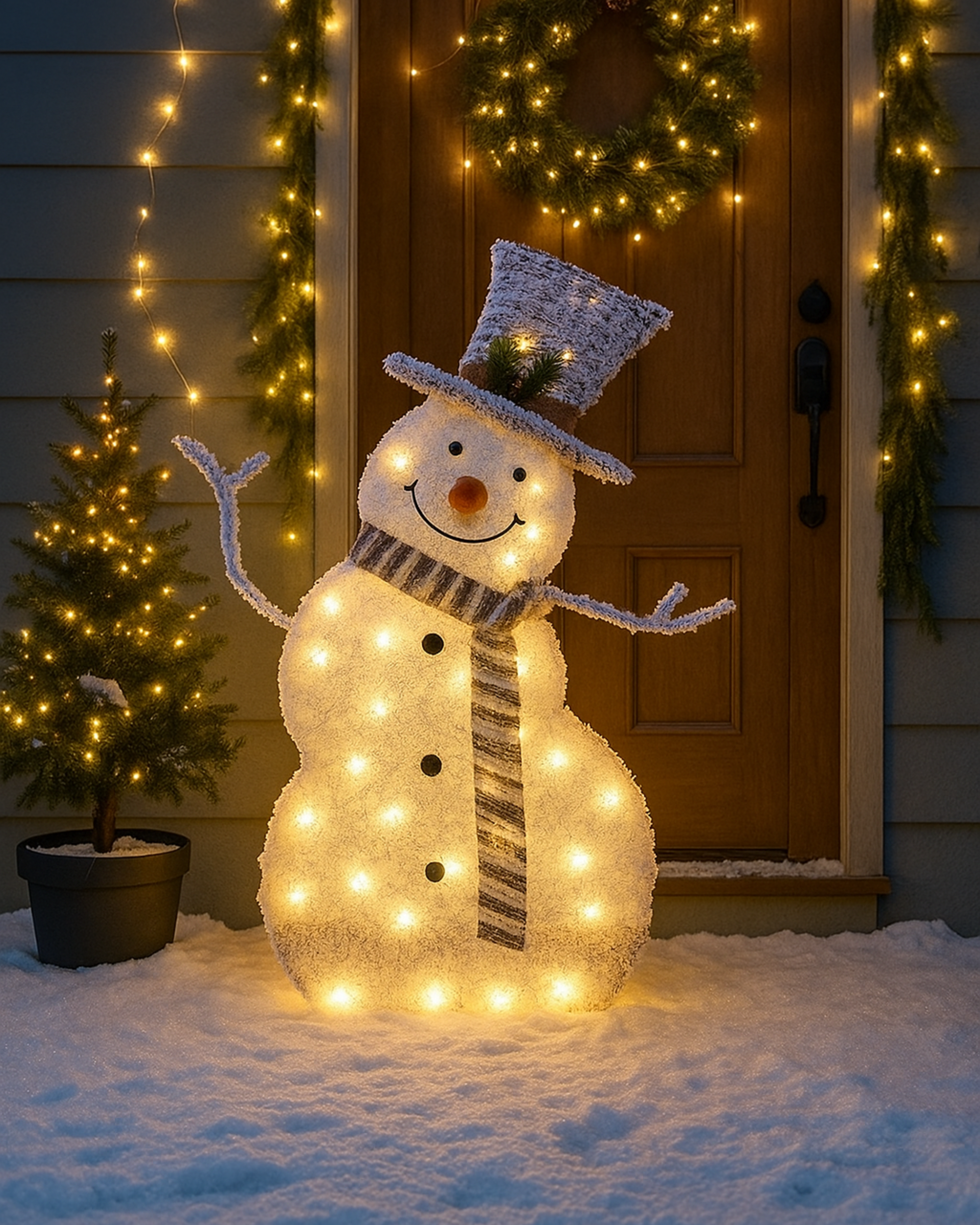 FrostGlow LED Snowman – Collapsible Outdoor Christmas Decoration (Battery Operated)