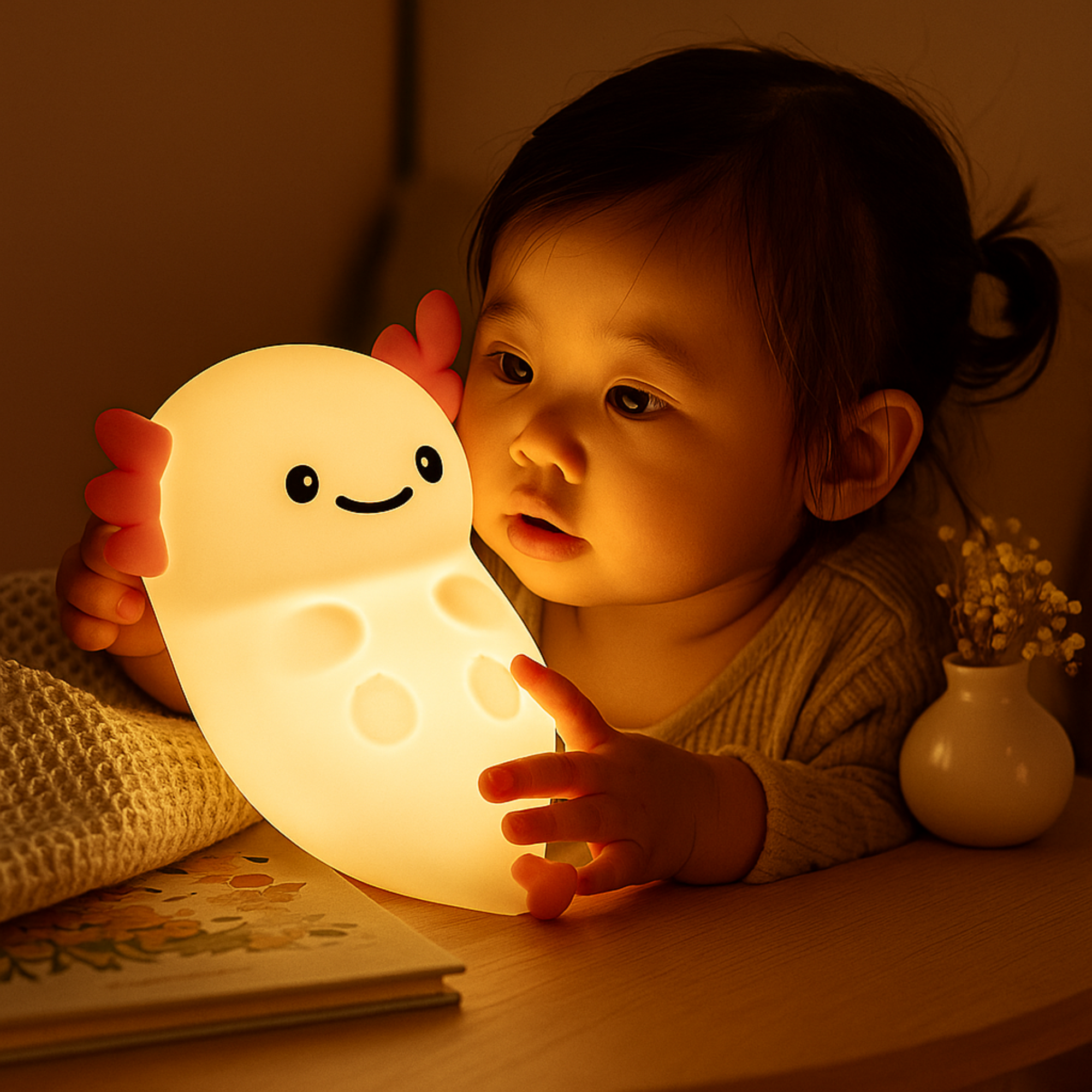 Decoration Animal Night Light Small Ornaments Cute Nursery Night Lamp White/Pink Percussive Dimmable Table Lamp Kids