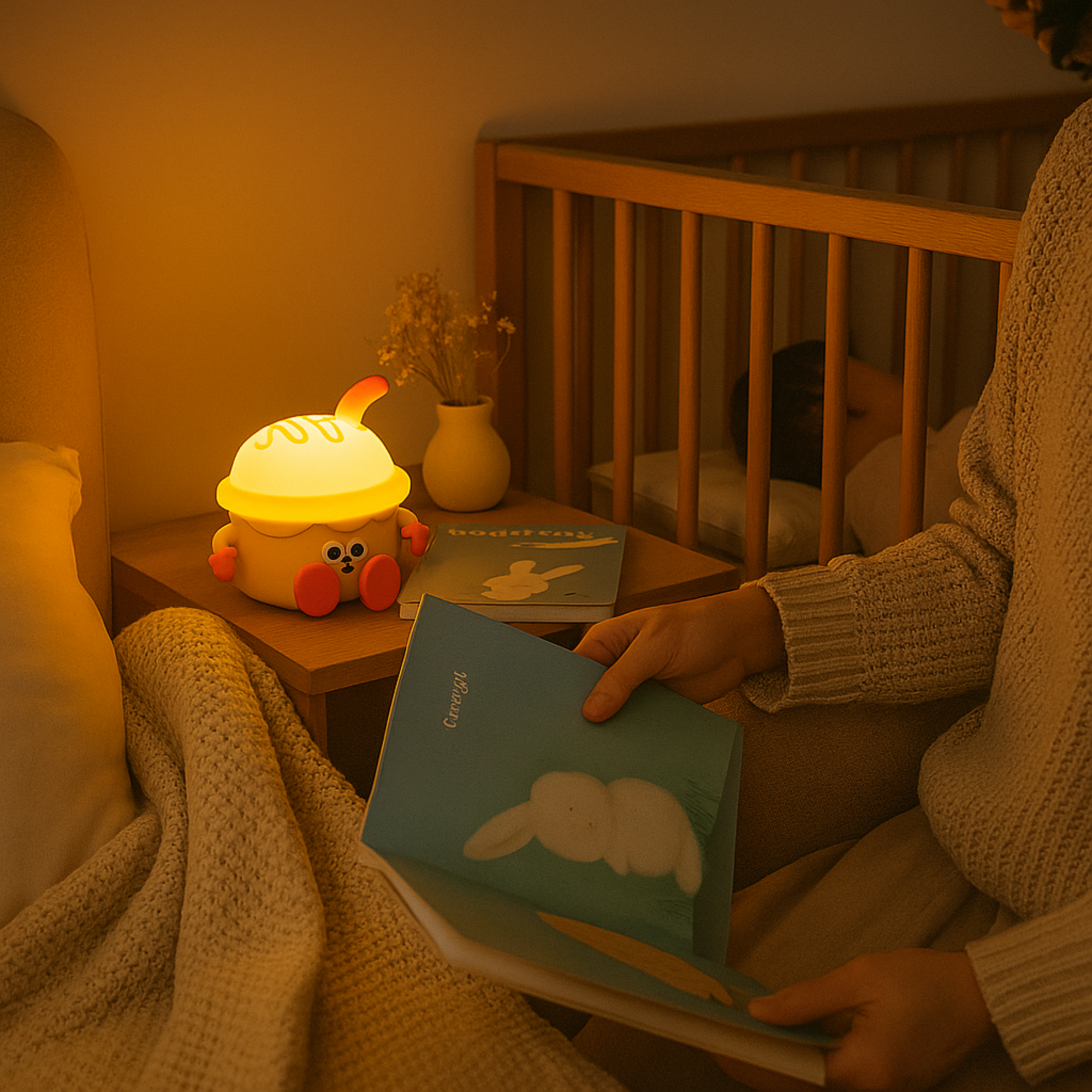 Creative Bedside Lamp Sleep Cute USB Rechargeable Night Light Rechargeable Touch Lamp Ice Cream Lamp For Children
