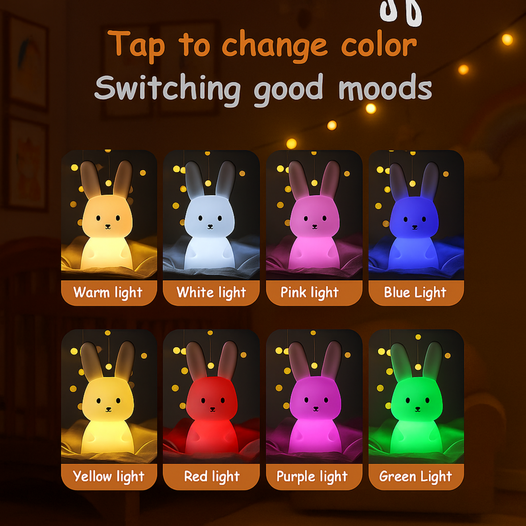 LED Night light Silicone Rabbit Touch Sensor lamp Cute Animal Light Bedroom Decor Gift for Kid Baby Child Table Lamp Home Decor - Planet Glow