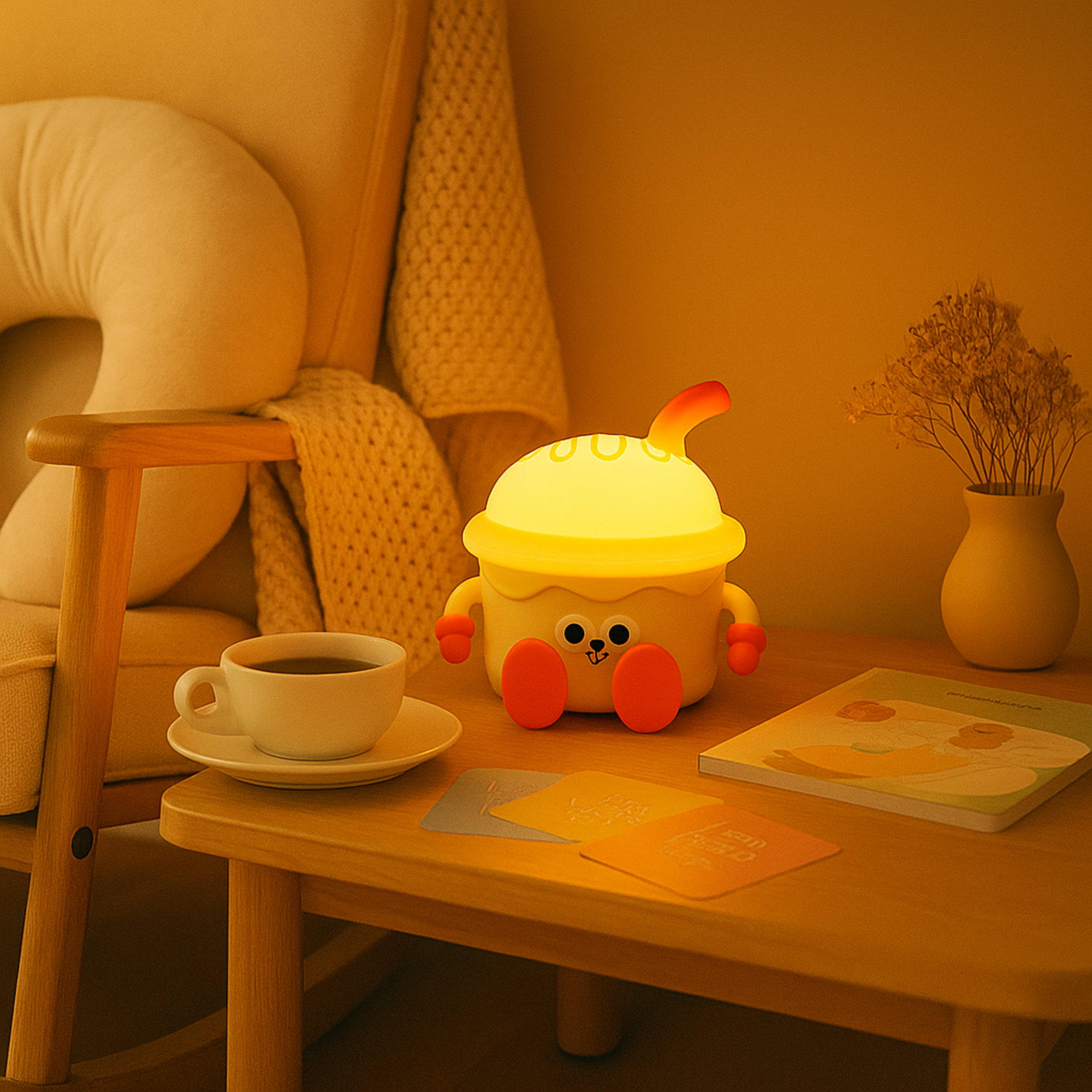 Creative Bedside Lamp Sleep Cute USB Rechargeable Night Light Rechargeable Touch Lamp Ice Cream Lamp For Children