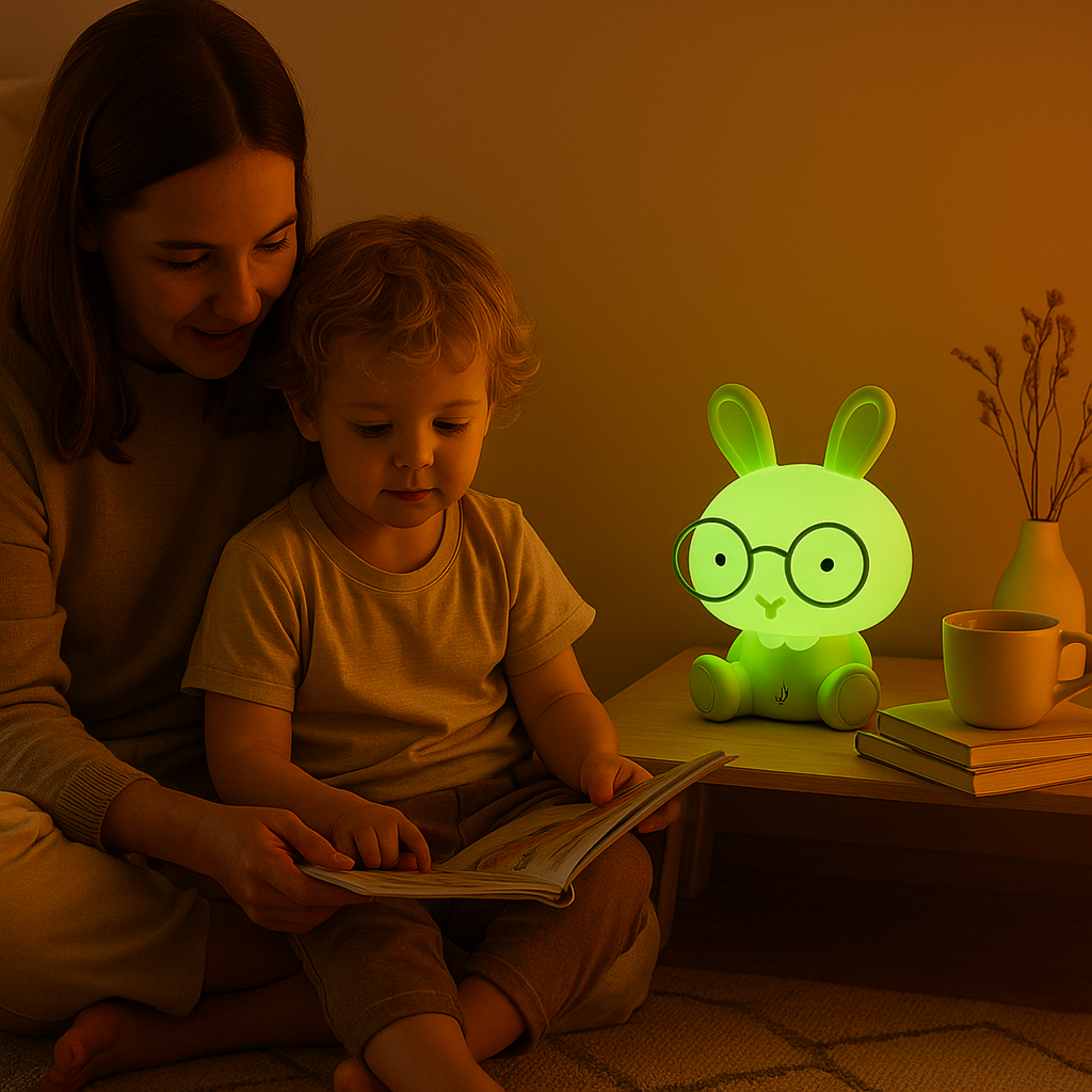 LED Night Light Touch Cartoon New Bunny Table Lamp Baby Kids Room Bedside Night Light Christmas Gifts Decor Home Bedroom Party