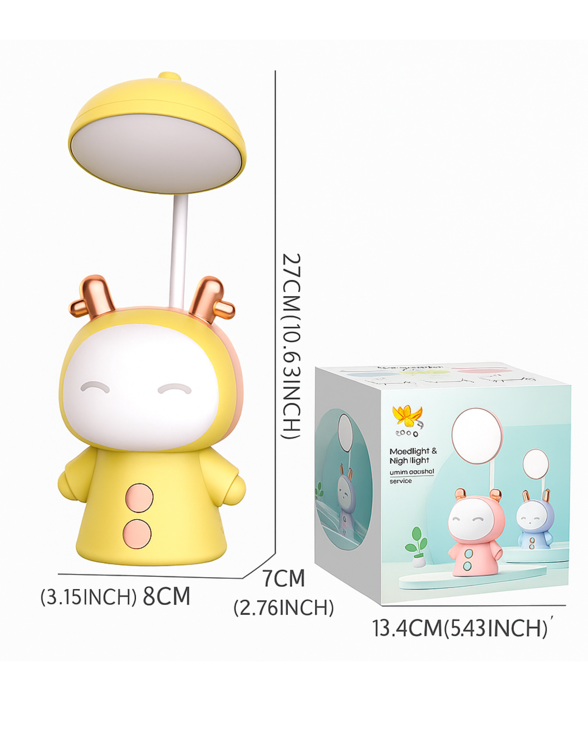 Cartoon USB Rechargeable Table Lamp Dual Light LED Lamp Student Kids Bedroom Reading Desk Lamp Night Light Home Decor