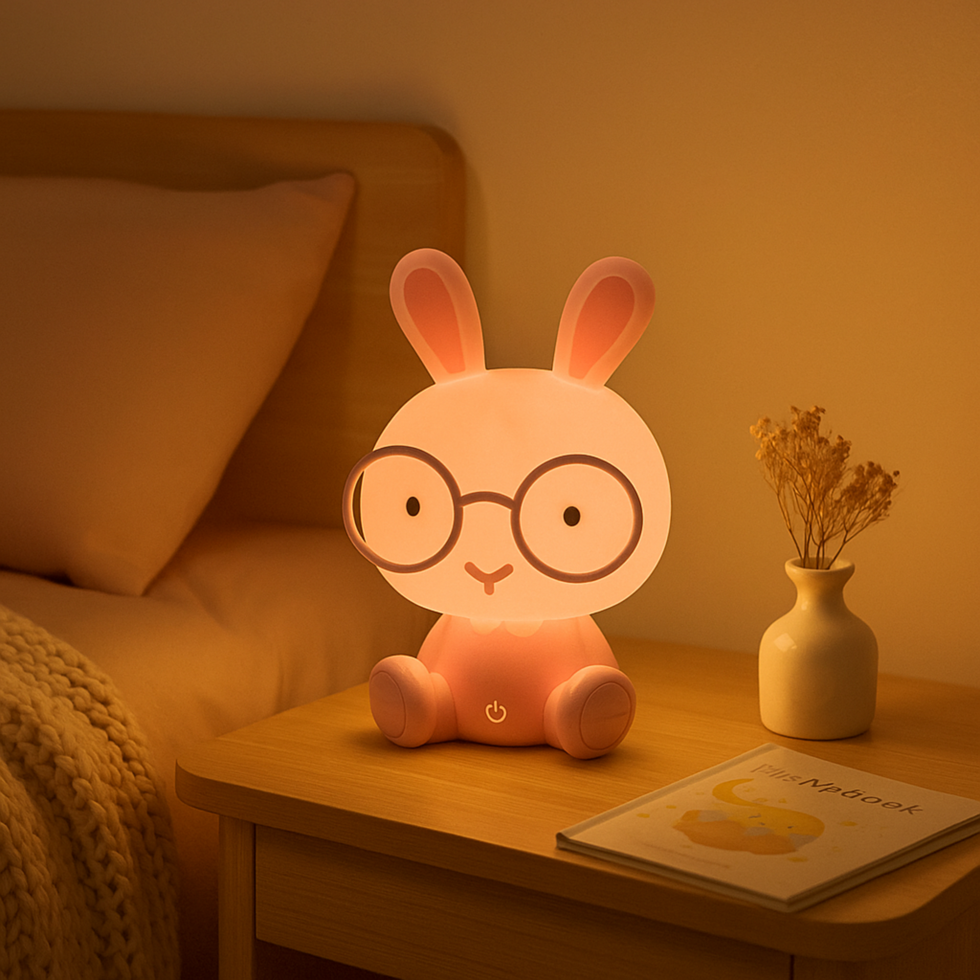 LED Night Light Touch Cartoon New Bunny Table Lamp Baby Kids Room Bedside Night Light Christmas Gifts Decor Home Bedroom Party