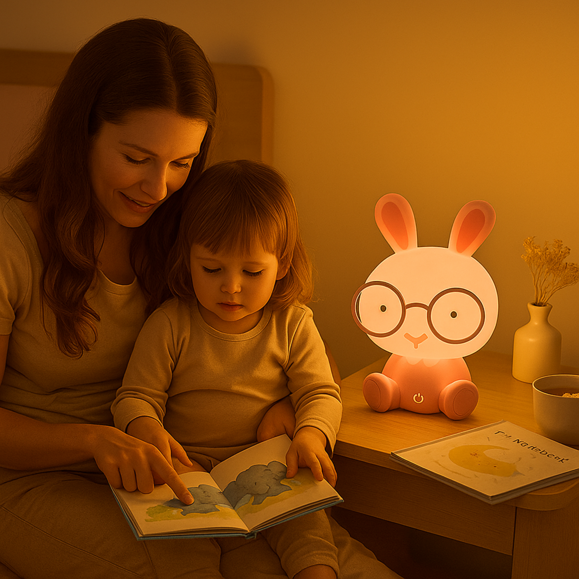 LED Night Light Touch Cartoon New Bunny Table Lamp Baby Kids Room Bedside Night Light Christmas Gifts Decor Home Bedroom Party