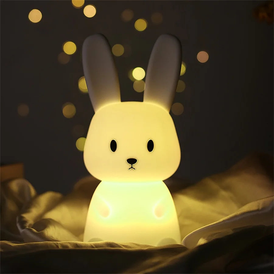 LED Night Light cute Rabbit Animal Cartoon Silicone Lamp Dimmable USB Rechargeable For Children kids bedroom gift Sleeping light - Planet Glow