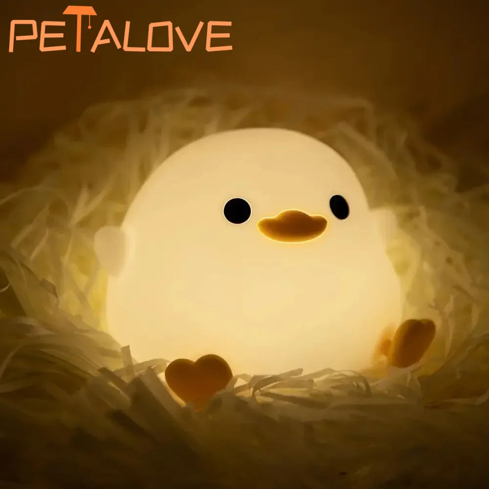 Duck Night Light Doudou Duck Silicone Lamp Pat Control USB Rechargeable Birthday Gift for Kids Soft Warm Room Decor - Planet Glow