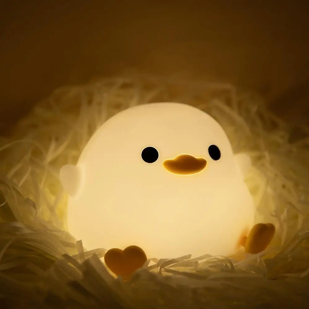 Duck Night Light Doudou Duck Silicone Lamp Pat Control USB Rechargeable Birthday Gift for Kids Soft Warm Room Decor - Planet Glow