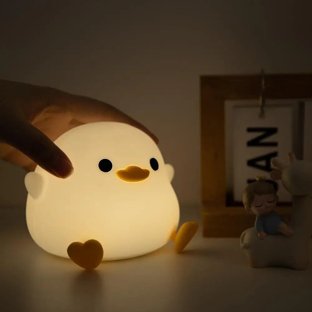 Duck Night Light Doudou Duck Silicone Lamp Pat Control USB Rechargeable Birthday Gift for Kids Soft Warm Room Decor - Planet Glow