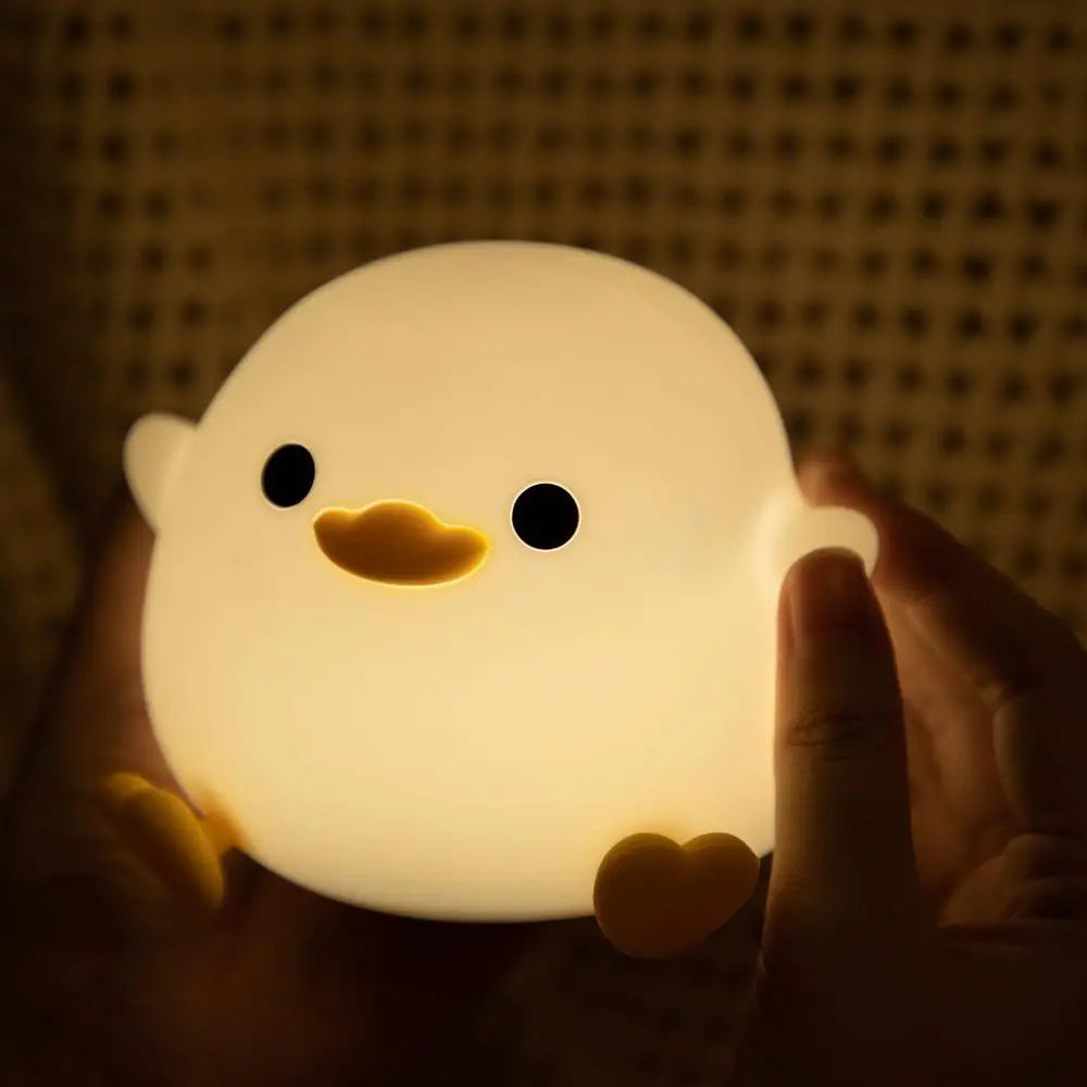Duck Night Light Doudou Duck Silicone Lamp Pat Control USB Rechargeable Birthday Gift for Kids Soft Warm Room Decor - Planet Glow
