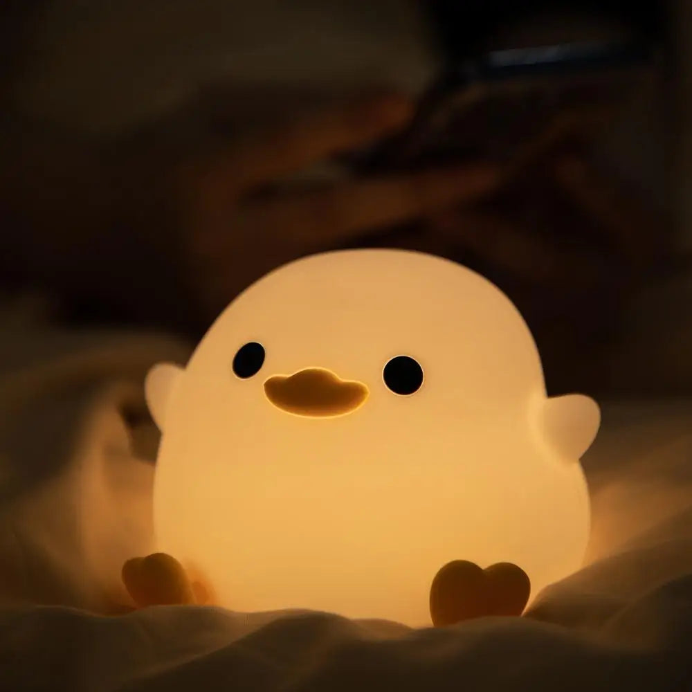 Duck Night Light Doudou Duck Silicone Lamp Pat Control USB Rechargeable Birthday Gift for Kids Soft Warm Room Decor - Planet Glow