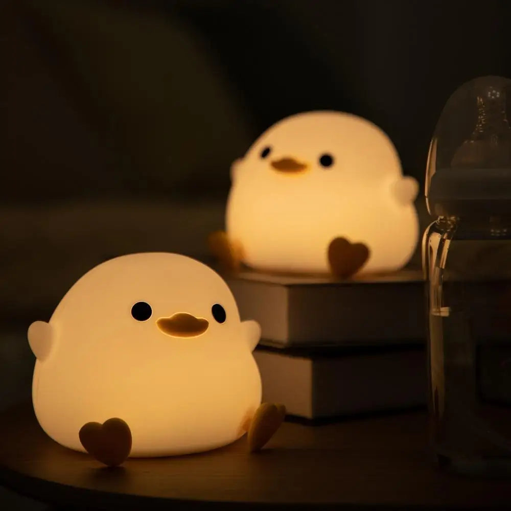 Duck Night Light Doudou Duck Silicone Lamp Pat Control USB Rechargeable Birthday Gift for Kids Soft Warm Room Decor - Planet Glow