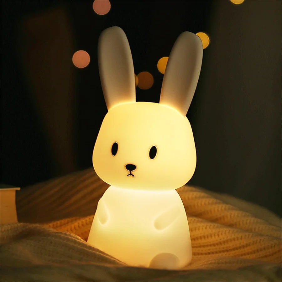 LED Night Light cute Rabbit Animal Cartoon Silicone Lamp Dimmable USB Rechargeable For Children kids bedroom gift Sleeping light - Planet Glow